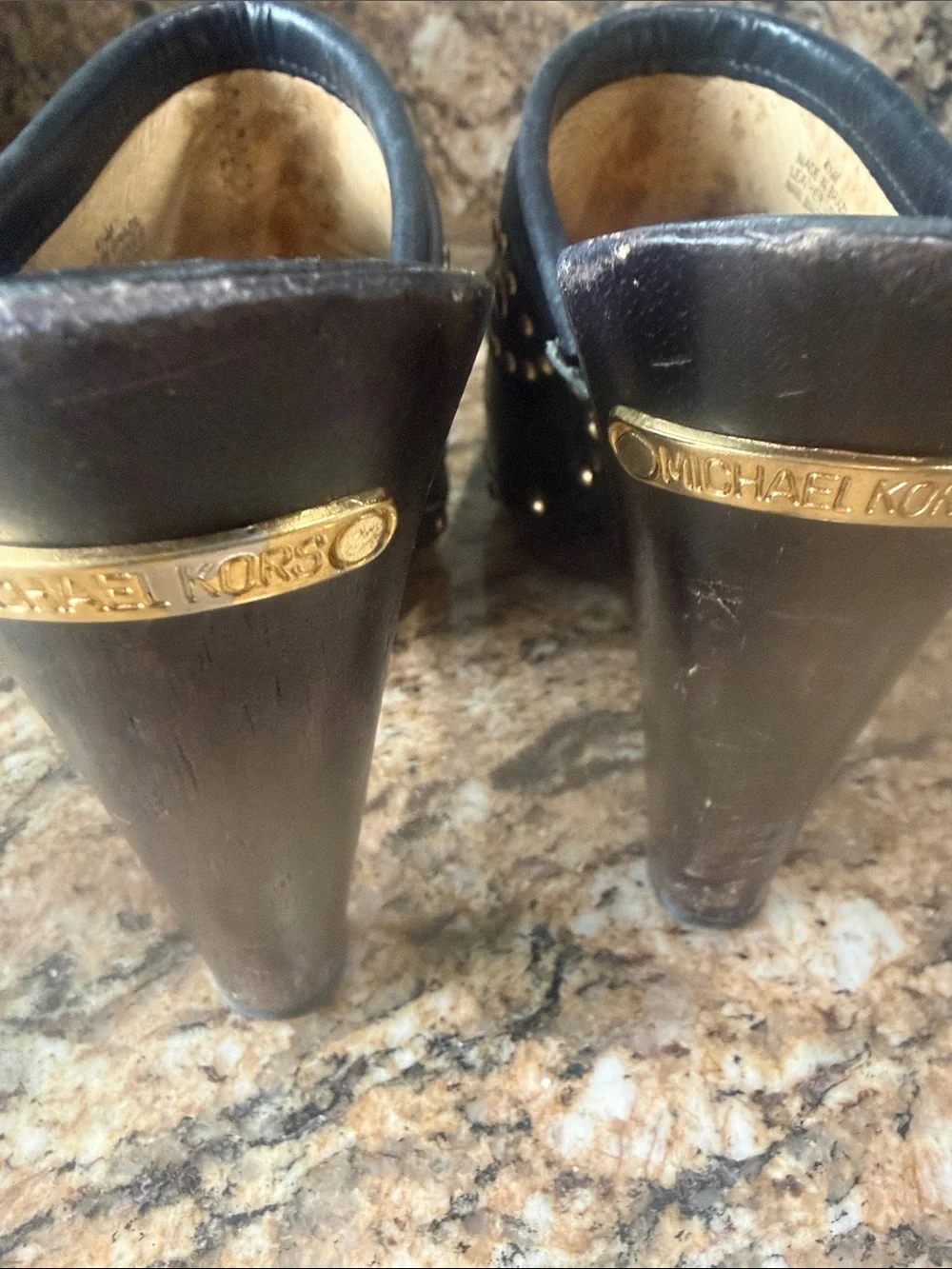 Black Studded Leather Mule Heels - Women's by Michael Kors